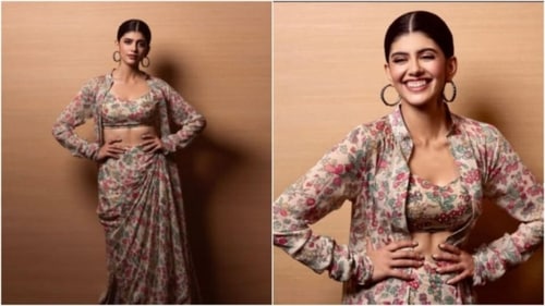 Florals and always trendy and if you want to try something different this Teej then take cue from Sanjana Sanghi's floral co-ord set outfit. (Instagram/@sanjanasanghi96) Florals and always trendy and if you want to try something different this Teej then take cue from Sanjana Sanghi's floral co-ord set outfit. (Instagram/@sanjanasanghi96)