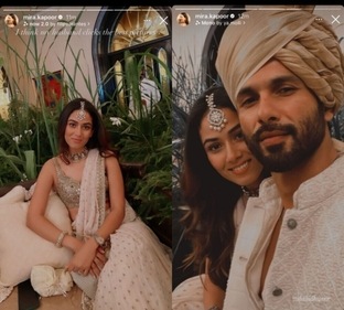 Mira Rajput and Shahid Kapoor at the wedding. Mira Rajput and Shahid Kapoor at the wedding.