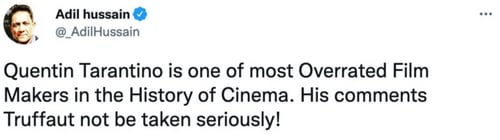 Adil Hussain's tweet. Adil Hussain's tweet.