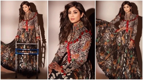 Shilpa Shetty in an Anamika Khanna gown.&nbsp; (Instagram)