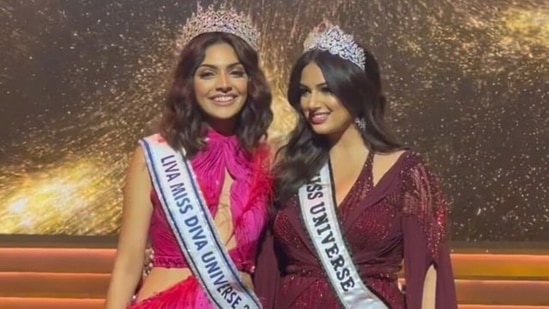 Divita Rai of Karnataka becomes Miss Diva Universe 2022, Harnaaz Sandhu crowns her successor in emotional video&nbsp;(Instagram/@missuniverse)