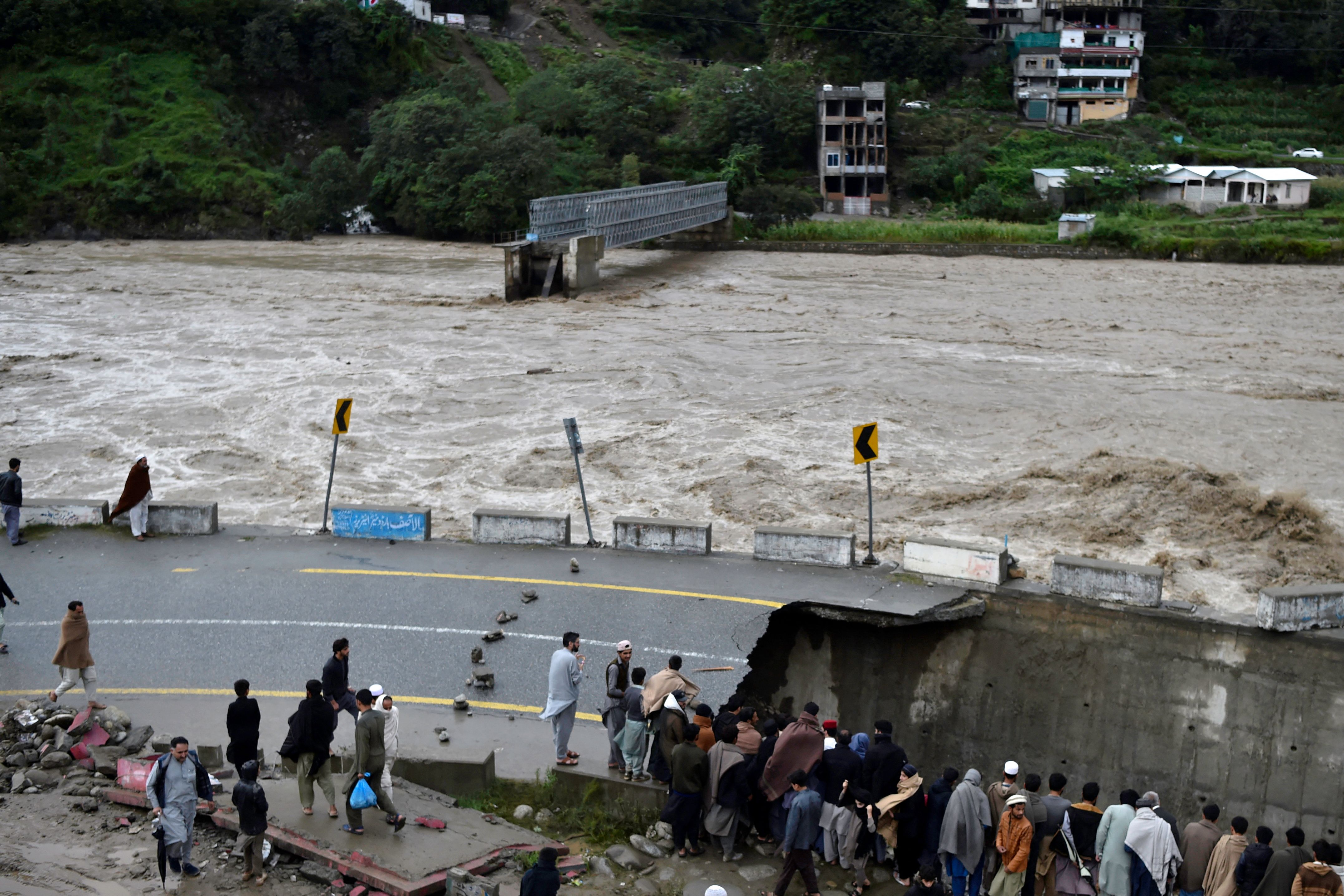 The government estimates that 33 of these lakes are at the risk of bursting and releasing thousands of litres of water into run-offs and rivers, and some have done so already, flooding rivers and sending torrents of water downstream. (AFP) The government estimates that 33 of these lakes are at the risk of bursting and releasing thousands of litres of water into run-offs and rivers, and some have done so already, flooding rivers and sending torrents of water downstream. (AFP)