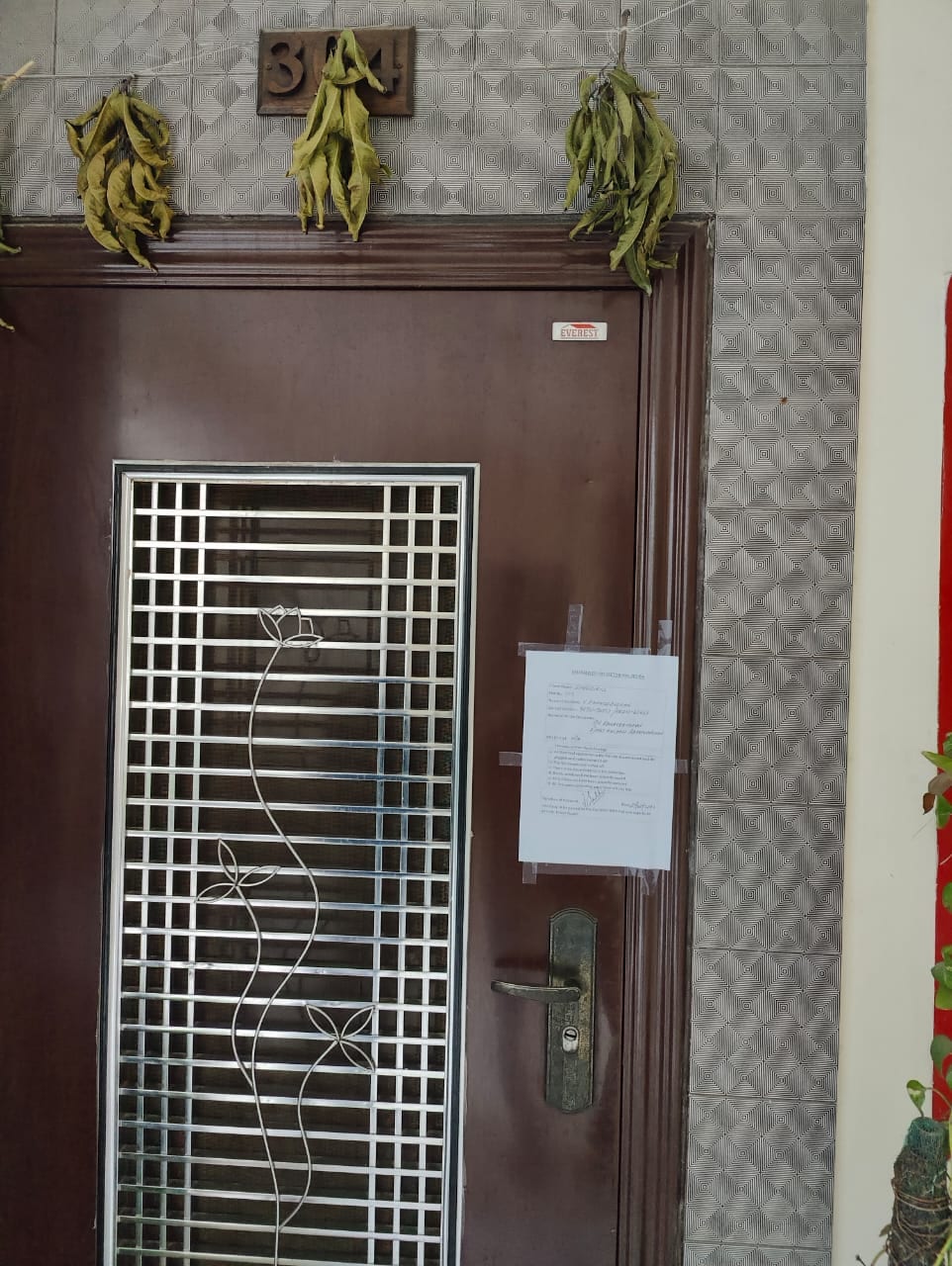 Stickers put up by emerald court residents outside their home before leaving Stickers put up by emerald court residents outside their home before leaving