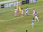 Mumbai City and Rajasthan United players in action at the Durand Cup