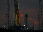 NASA's next-generation moon rocket, the Space Launch System (SLS) , with its Orion crew capsule on top, is readied for launch of the unmanned Artemis 1 mission at Cape Canaveral, Florida, US on August 29, 2022. (REUTERS/Joe Skipper)