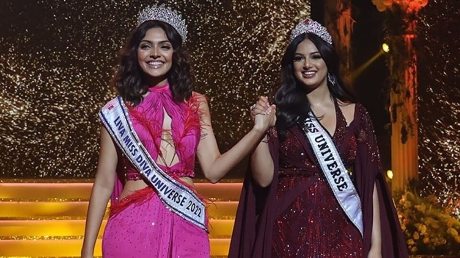Look at the moment Miss Universe 2021 Harnaaz Sandhu crowned Karnataka&apos...