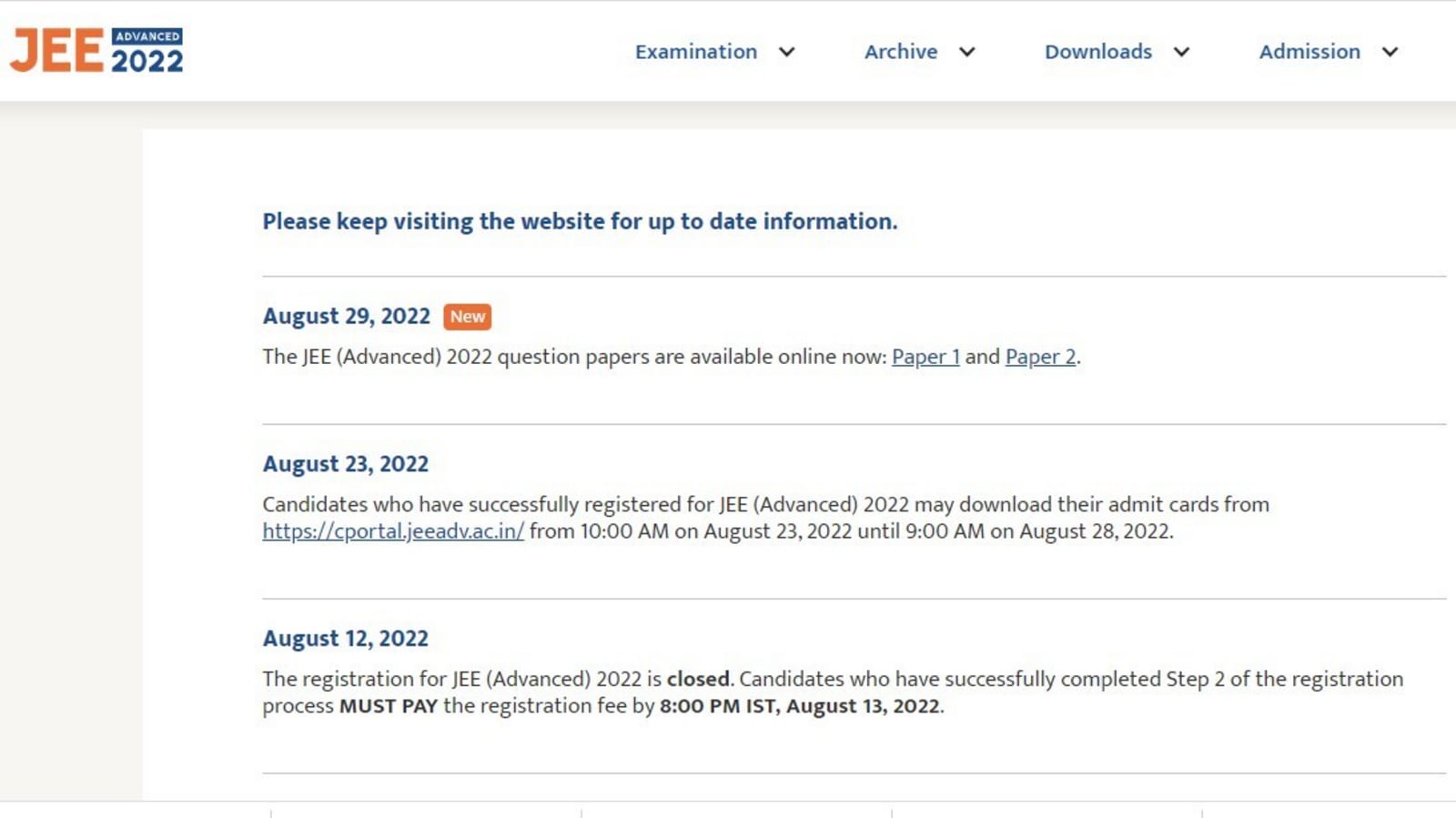 JEE Advanced 2022 question papers released, download link here