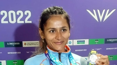 Athlete Priyanka Goswami poses for a photo with a silver medal (ANI) Athlete Priyanka Goswami poses for a photo with a silver medal (ANI)