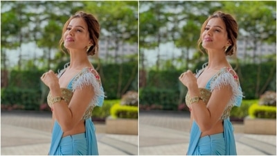 Rubina decked up in nude eyeshadow, black eyeliner, mascara-laden eyelashes, drawn eyebrows, contoured cheeks and a shade of pink lipstick. (Instagram/@rubinadilaik)