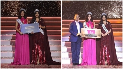 Harnaaz also awarded the prize money to Divita Rai, which she won for triumphing as the Miss Diva Universe. According to a picture posted by Miss Diva's Instagram page, Divita won approximately  <span class='webrupee'>₹</span>11 lakh at the star-studded pageant last night. (Instagram/@missdivaorg)