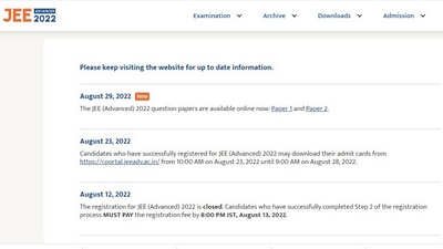 JEE Advanced 2022 question papers released, download link here (jeeadv.ac.in) JEE Advanced 2022 question papers released, download link here (jeeadv.ac.in)