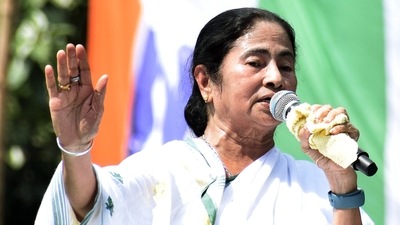 West Bengal Chief Minister Mamata Banerjee addresses during Trinamool Congress Chhatra Parishads foundation day celebrations, at Mayo Road, in Kolkata on Monday. (Bibhash Lodh/ ANI) West Bengal Chief Minister Mamata Banerjee addresses during Trinamool Congress Chhatra Parishads foundation day celebrations, at Mayo Road, in Kolkata on Monday. (Bibhash Lodh/ ANI)