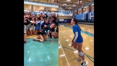 The image, taken from the viral video, shows girls dancing to Kala Chashma inside an indoor volleyball court. (Instagram/@_wholesomememeworld) The image, taken from the viral video, shows girls dancing to Kala Chashma inside an indoor volleyball court. (Instagram/@_wholesomememeworld)