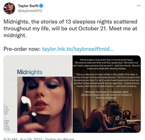 Taylor Swift's tweet.