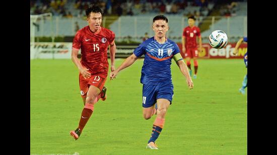 The captain of India’s men’s national football team, Sunil Chhetri is currently the third highest goal scorer in international football. (Photo: Swapan Mahapatra/PTI) The captain of India’s men’s national football team, Sunil Chhetri is currently the third highest goal scorer in international football. (Photo: Swapan Mahapatra/PTI)