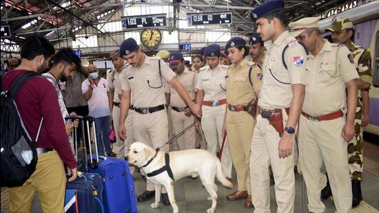 Luggage being inspected at Chhatrapati Shivaji Maharaj Terminus ANI
