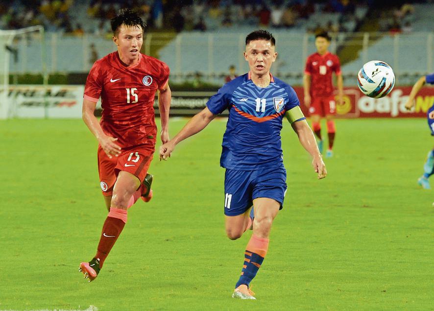 The captain of India’s men’s national football team, Sunil Chhetri is currently the third highest goal scorer in international football. (Photo: Swapan Mahapatra/PTI) The captain of India’s men’s national football team, Sunil Chhetri is currently the third highest goal scorer in international football. (Photo: Swapan Mahapatra/PTI)