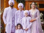 Gippy Grewal with his wife Ravneet Kaur and their three children. Gippy Grewal with his wife Ravneet Kaur and their three children.