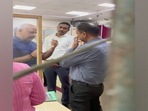 Deputy CM Manish Sisodia at the PNB branch in Ghaziabad. ((ANI) ) Deputy CM Manish Sisodia at the PNB branch in Ghaziabad. ((ANI) )