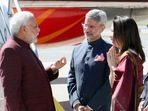 File photo of PM Narendra Modi with S Jaishankar and his wife.
