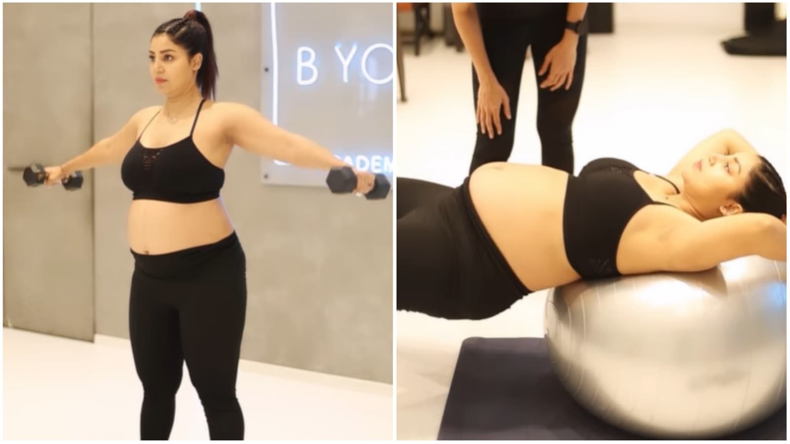 Pregnant Debina Bonnerjee lifts dumbbells, performs squats in new video.  Watch - Hindustan Times