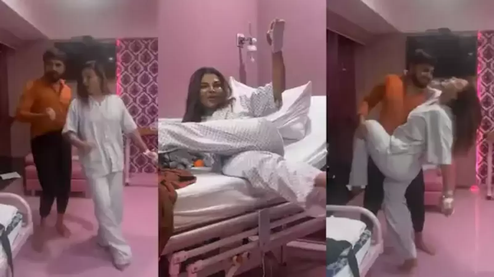 Rakhixvideo - Rakhi Sawant dances with BF Adil in a hospital room before her 'surgery'.  Watch - Hindustan Times