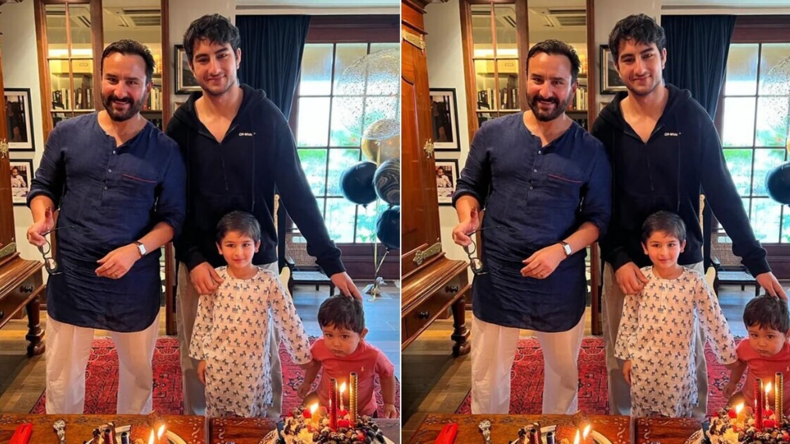 Saif Ali Khan Is All Smiles As He Poses With Sons Ibrahim Ali Khan