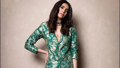 Karishma Tanna in a silk brocade pantsuit (Photo: Instagram) Karishma Tanna in a silk brocade pantsuit (Photo: Instagram)