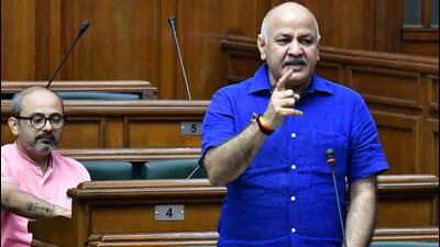 Delhi deputy chief minister Manish Sisodia in the Delhi Assembly on Tuesday. (HT Photo) Delhi deputy chief minister Manish Sisodia in the Delhi Assembly on Tuesday. (HT Photo)