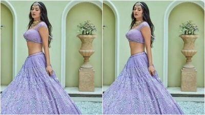 Fashion and fitness enthusiast Esha Gupta turned into a modern-day bride for a photoshoot in this gorgeous lilac embellished lehenga set. (Instagram/@egupta) Fashion and fitness enthusiast Esha Gupta turned into a modern-day bride for a photoshoot in this gorgeous lilac embellished lehenga set. (Instagram/@egupta)