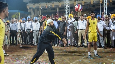 Punjab Chief Minister Bhagwant Mann during inauguration of 'Kheda Vatan Punjab Diyan' sports and games, in Jalandhar on Monday, August 29. (PTI) Punjab Chief Minister Bhagwant Mann during inauguration of 'Kheda Vatan Punjab Diyan' sports and games, in Jalandhar on Monday, August 29. (PTI)