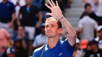 Daniil Medvedev after beating Stefan Kozlov of the USA on day one of the 2022 U.S. Open tennis tournament at the USTA Billie Jean King National Tennis Center. (USA TODAY Sports)