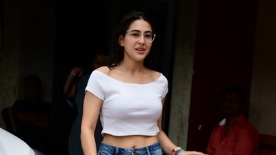Sara Ali Khan was spotted in a white crop top and denim shorts outside her pilate class. She was last seen in Atrangi Re opposite Akshay Kumar and Dhanush. She will be seen with Vikrant Massey and Chitrangada Singh in Gaslight, directed by Pawan Kriplani. She also recently finished shooting for an untitled project alongside Vicky Kaushal. Sara Ali Khan was spotted in a white crop top and denim shorts outside her pilate class. She was last seen in Atrangi Re opposite Akshay Kumar and Dhanush. She will be seen with Vikrant Massey and Chitrangada Singh in Gaslight, directed by Pawan Kriplani. She also recently finished shooting for an untitled project alongside Vicky Kaushal.