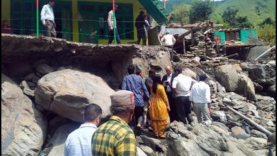 An inter-ministerial central team assessing the damages and losses caused by rains in HP, on Tuesday. (ANI)