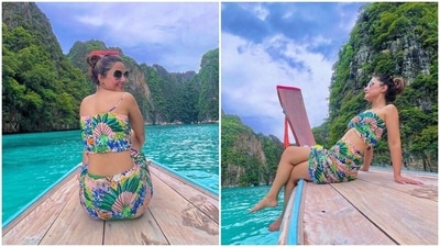 Hina Khan is gorgeous as the clear blue sea as she explores Thailand, stuns in crop top and mini skirt (Instagram) Hina Khan is gorgeous as the clear blue sea as she explores Thailand, stuns in crop top and mini skirt (Instagram)