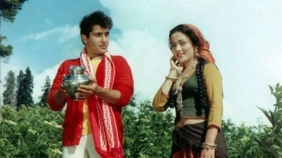 In Ram Teri Ganga Maili, Mandakini appeared opposite Raj Kapoor's son Rajiv Kapoor. In Ram Teri Ganga Maili, Mandakini appeared opposite Raj Kapoor's son Rajiv Kapoor.
