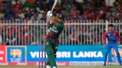 Sharjah: Bangladesh's Shakib Al Hasan bats during the T20 Asia Cup cricket match between Afghanistan and Bangladesh, in Sharjah United Arab Emirates, Tuesday, Aug. 30, 2022. (AP) Sharjah: Bangladesh's Shakib Al Hasan bats during the T20 Asia Cup cricket match between Afghanistan and Bangladesh, in Sharjah United Arab Emirates, Tuesday, Aug. 30, 2022. (AP)