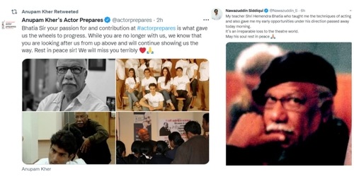 Anupam Kher and Nawazuddin Siddiqui's tribute to Hemendra Bhatia. Anupam Kher and Nawazuddin Siddiqui's tribute to Hemendra Bhatia.