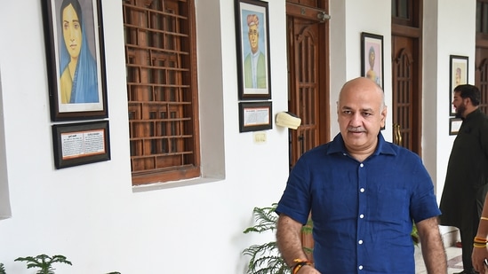 Delhi deputy chief minister Manish Sisodia arrives for a special session of the Delhi Legislative Assembly on Tuesday.(PTI)
