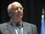 In this file photo taken on April 5, 2003 former Soviet president Mikhail Gorbachev gives a speech at the United Nations hall in Beirut.(AFP) In this file photo taken on April 5, 2003 former Soviet president Mikhail Gorbachev gives a speech at the United Nations hall in Beirut.(AFP)