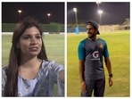 Hasan Ali meets a woman fan from India Hasan Ali meets a woman fan from India