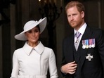 Prince Harry and Meghan Markle, Duke and Duchess of Sussex, leave after a service of thanksgiving for the reign of Queen Elizabeth II at St Paul's Cathedral in London, on June 3, 2022. (AP Photo/Matt Dunham, Pool) Prince Harry and Meghan Markle, Duke and Duchess of Sussex, leave after a service of thanksgiving for the reign of Queen Elizabeth II at St Paul's Cathedral in London, on June 3, 2022. (AP Photo/Matt Dunham, Pool)