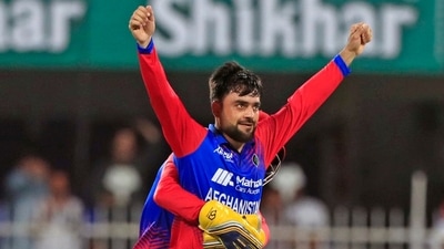 Rashid Khan celebrates after picking a wicket at the Asia Cup 2022 (Afghanistan Cricket Board Twitter) Rashid Khan celebrates after picking a wicket at the Asia Cup 2022 (Afghanistan Cricket Board Twitter)