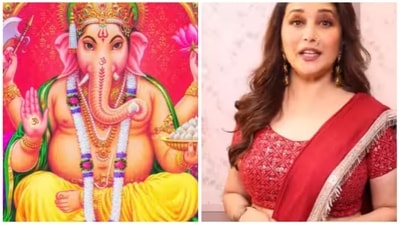 Madhuri Dixit shared a video in which she wishes her fans Happy Ganesh Chaturthi in Marathi along with an audio of Lord Ganesha bhajan playing in the background. (Instagram/@madhuridixitnene) Madhuri Dixit shared a video in which she wishes her fans Happy Ganesh Chaturthi in Marathi along with an audio of Lord Ganesha bhajan playing in the background. (Instagram/@madhuridixitnene)