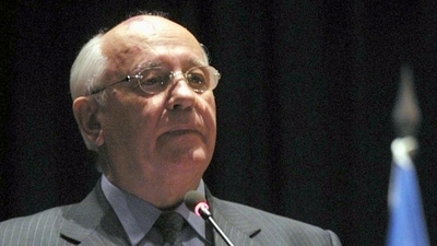 In this file photo taken on April 5, 2003 former Soviet president Mikhail Gorbachev gives a speech at the United Nations hall in Beirut. (AFP) In this file photo taken on April 5, 2003 former Soviet president Mikhail Gorbachev gives a speech at the United Nations hall in Beirut. (AFP)