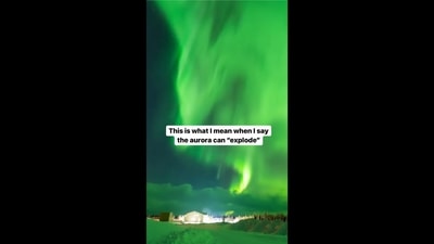 A screengrab from the viral video that shows an aurora exploding in Alaska. (Instagram/@vincentledvina) A screengrab from the viral video that shows an aurora exploding in Alaska. (Instagram/@vincentledvina)