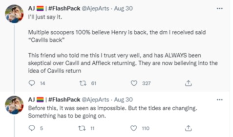 The tweet from @AjepArts on Henry Cavill's return to the DCEU as Superman.