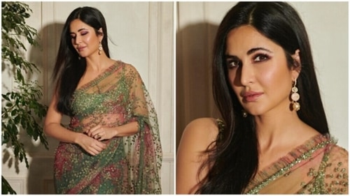 Katrina Kaif in a floral Sabyasachi saree. (Instagram) Katrina Kaif in a floral Sabyasachi saree. (Instagram)