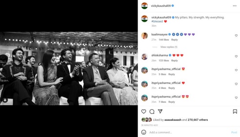 Vicky Kaushal shares a pic with his family. Vicky Kaushal shares a pic with his family.