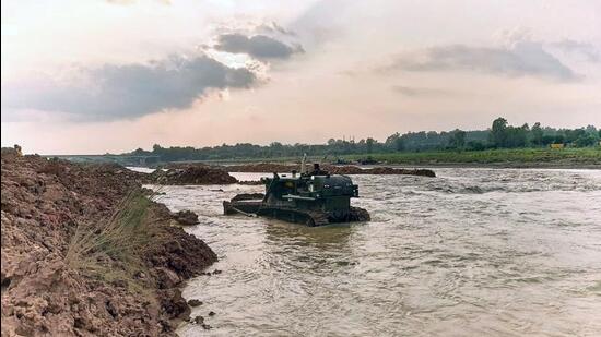 Indian Army spearheaded by the Engineers of Pannirende Brigade from Rising Star Corps successfully avoided a major disaster by diverting Chakki river waters by creating an alternative channel for it to flow. (Army Twitter/File)